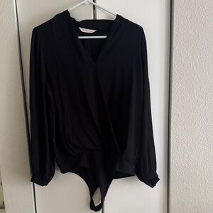 LC Lauren Conrad Black Wrap Bodysuit